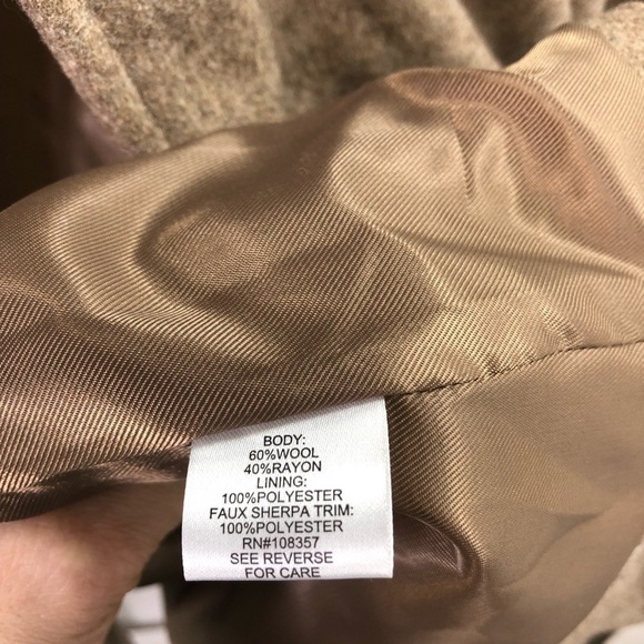 dh New York Addie Jacket Toggle Women's S Wool Blend Cropped Faux Sherpa Collar - Picture 13 of 13